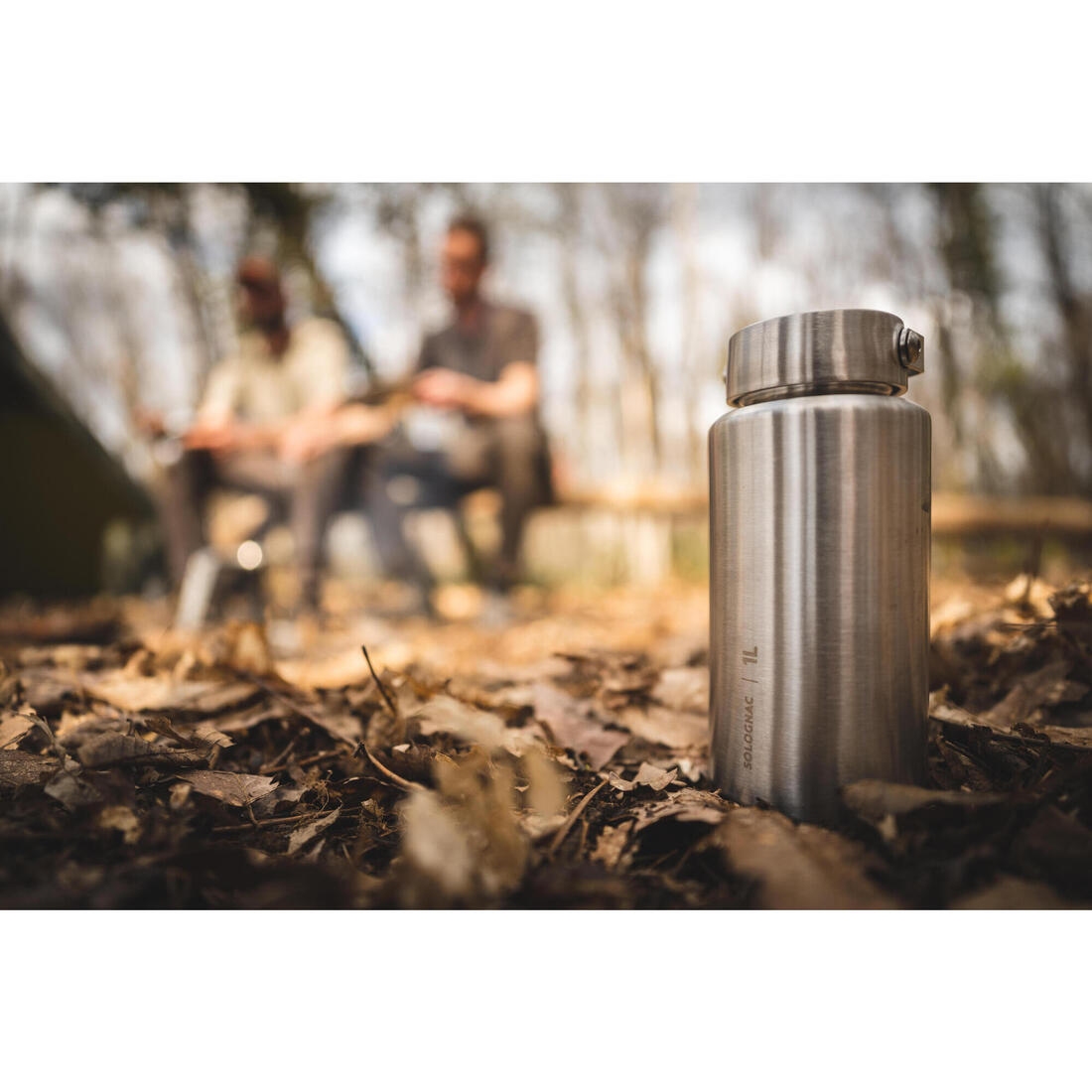 GOURDE Bushcraft bouchon à vis 1L Acier Inoxydable Grise