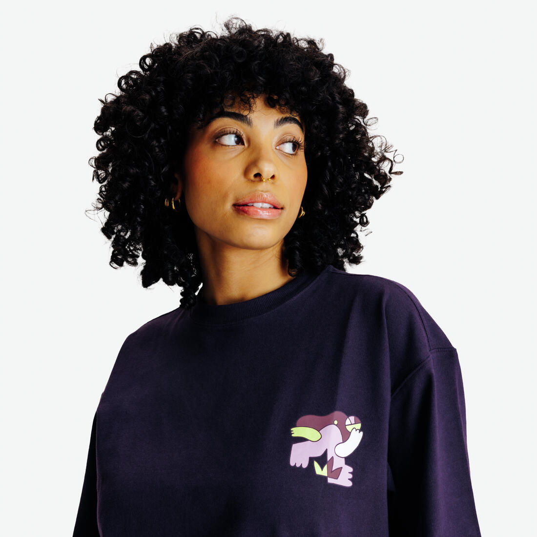 T-shirt graphique mixte, gris chiné