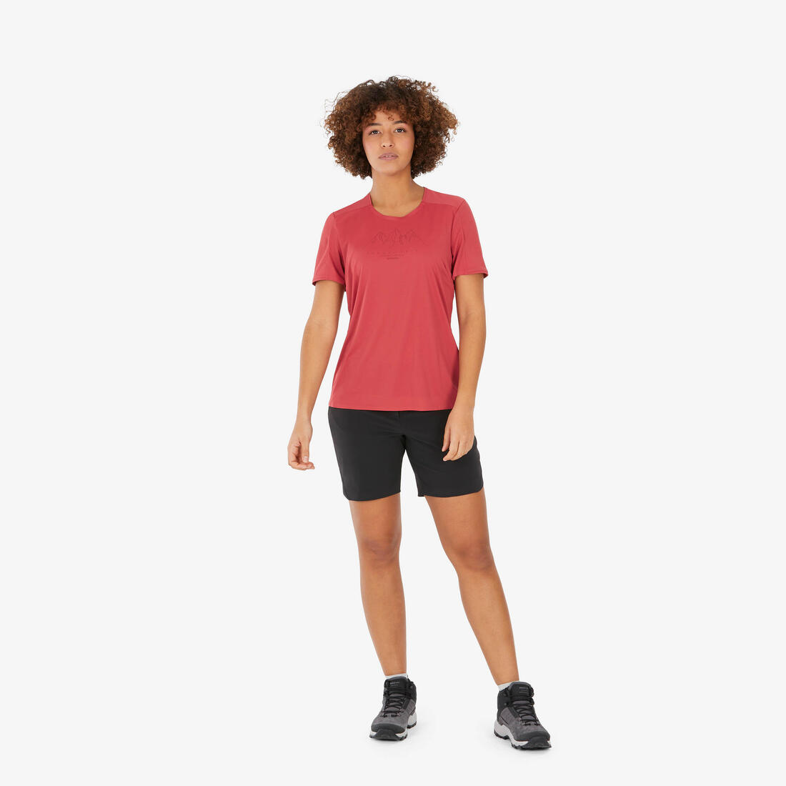 T-shirt de randonnée manches courtes femme, MH500