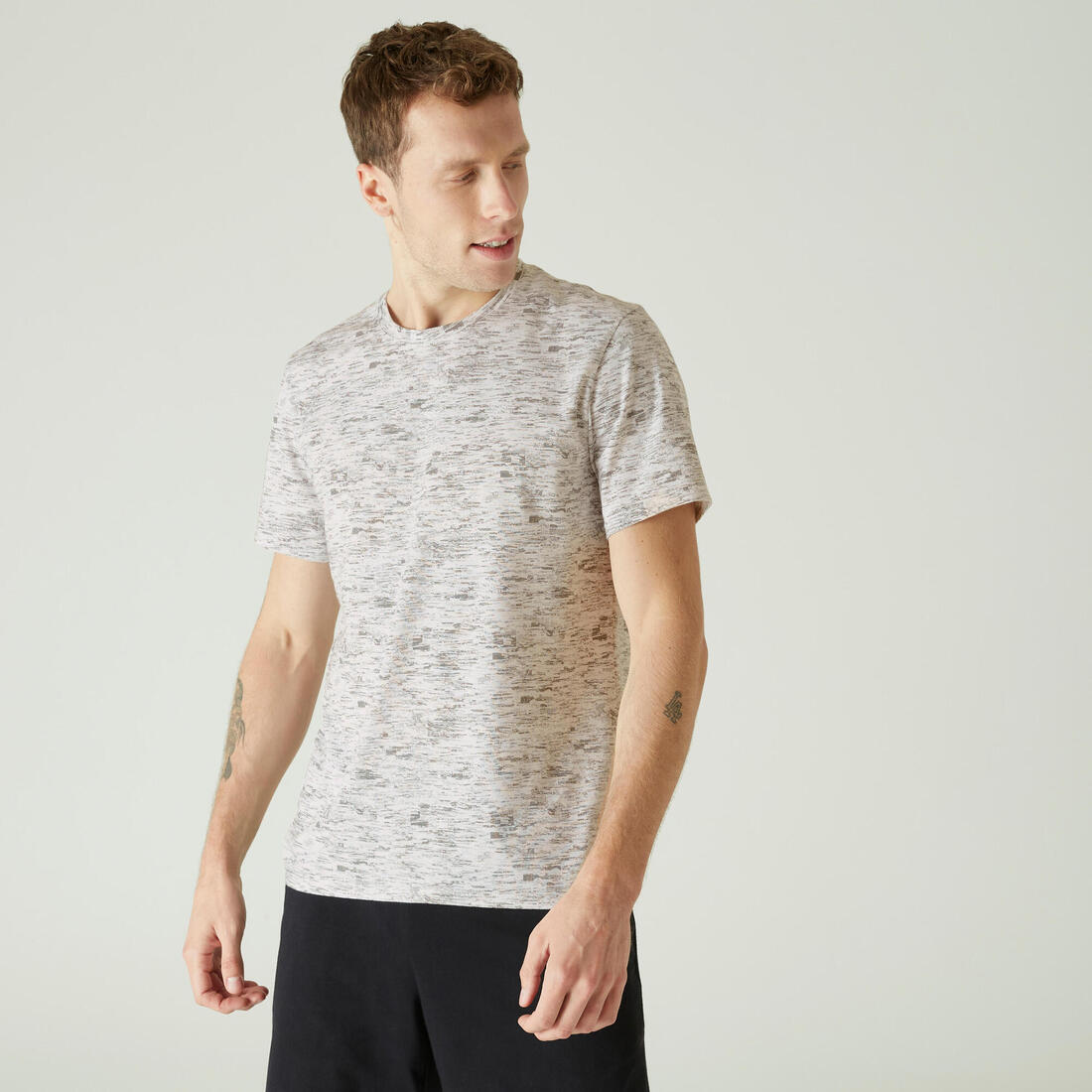 T-shirt fitness manches courtes coton extensible col rond homme rouge grenat