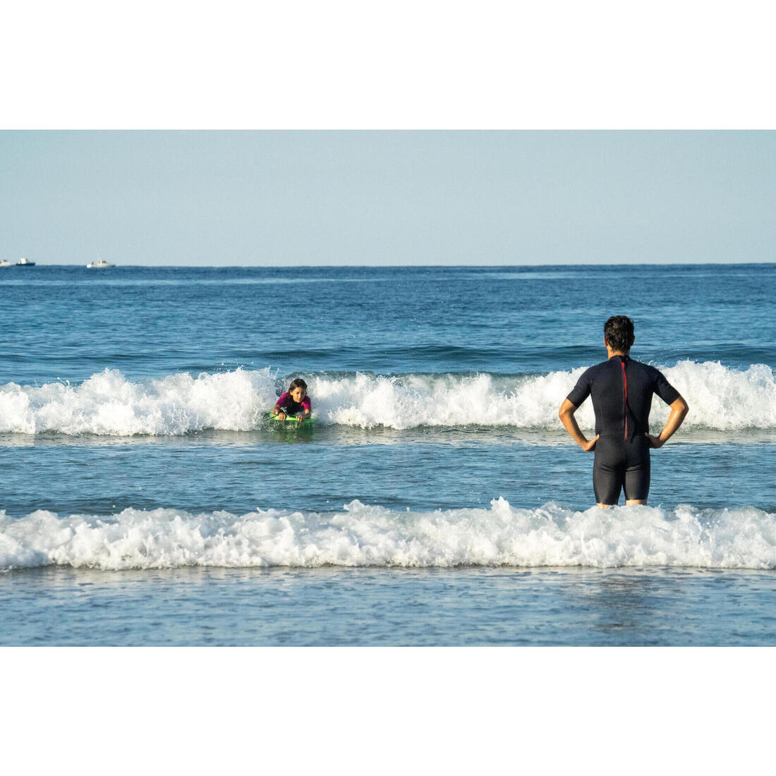 Bodyboard 100 bleu 1er prix technique enfant 6-12 ans 35" + leash
