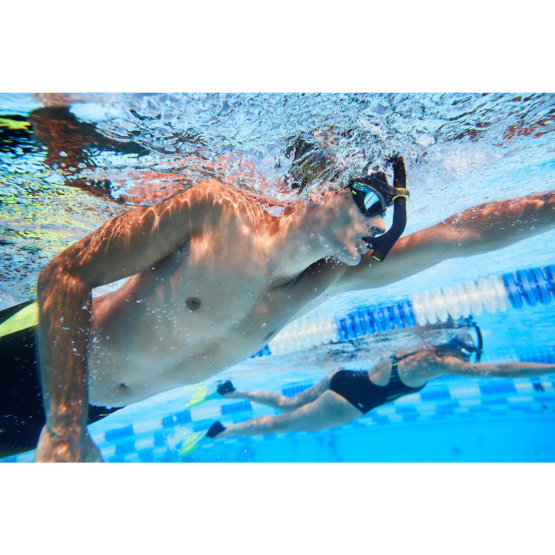 Lunettes De Natation SPIRIT - Verres Miroirs - Grande Taille - Noir Beige Blanc