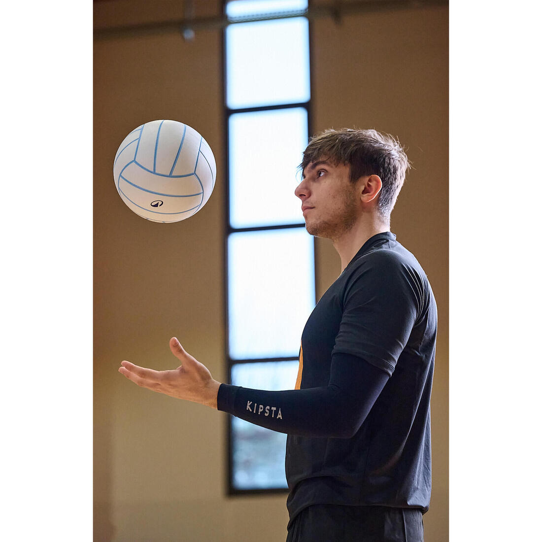 Ballon de volley-ball V500 gris, bleu et