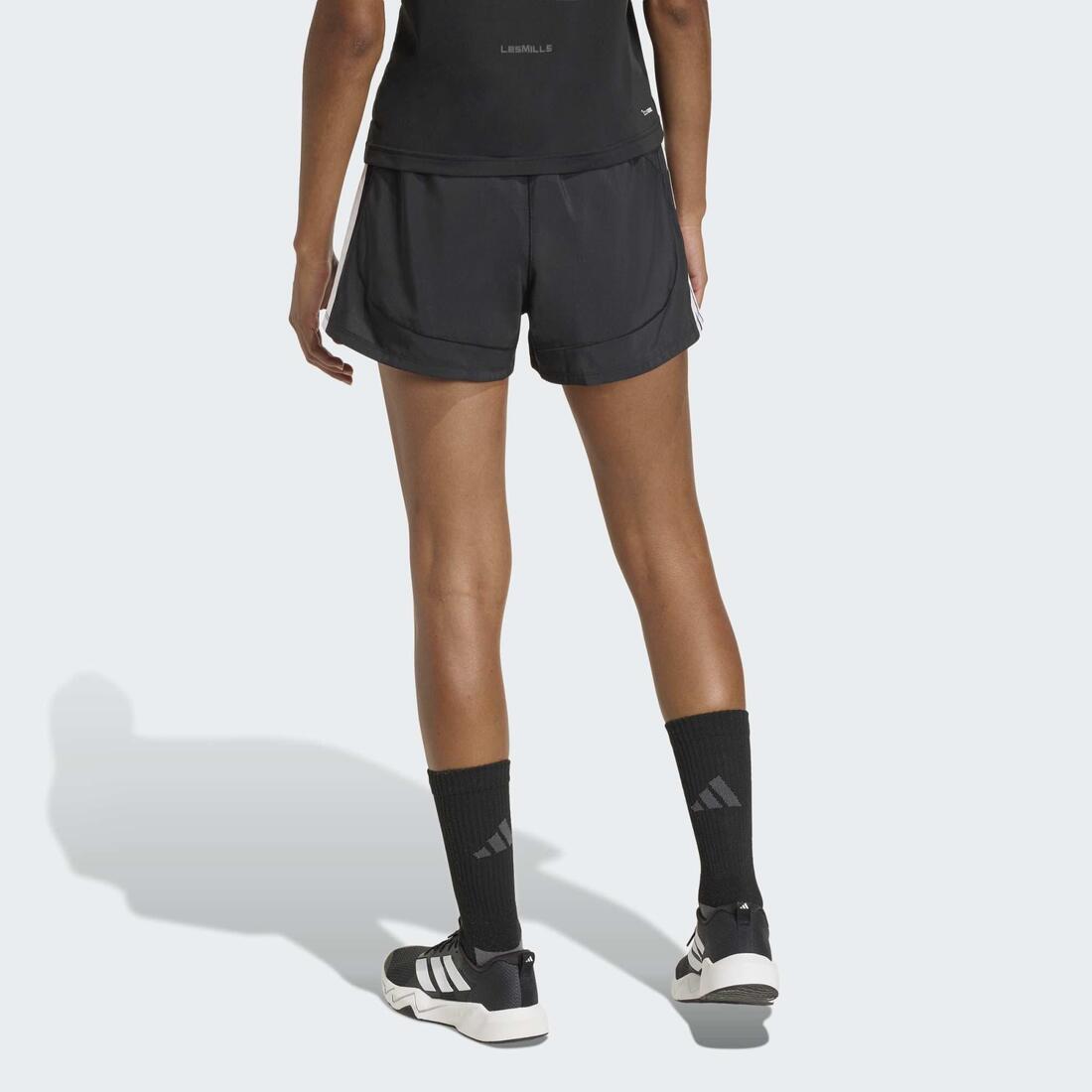 Short de fitness 2 en 1 femme, noir