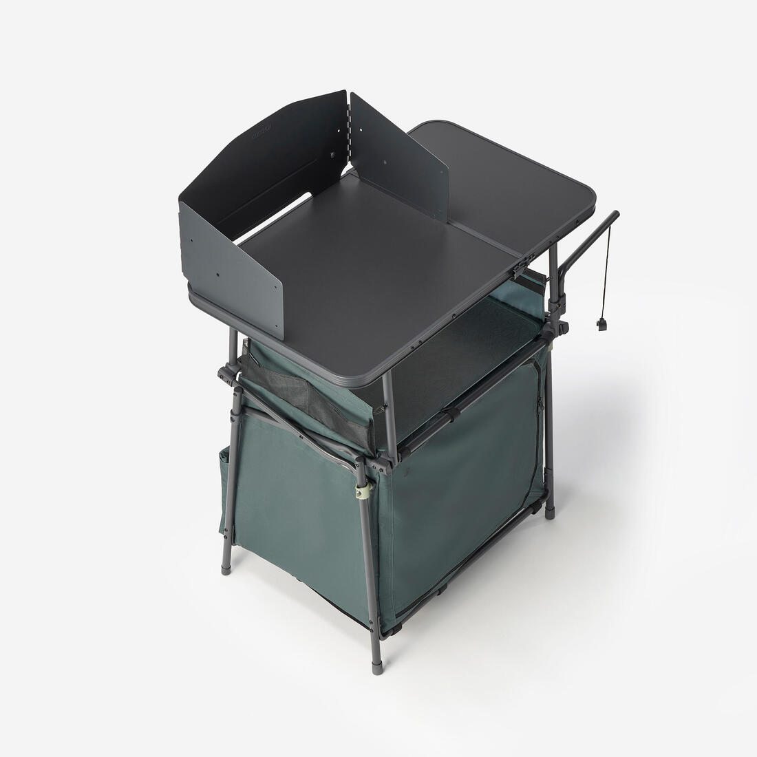 Meuble cuisine de camping L, pliable et avec pare-vent