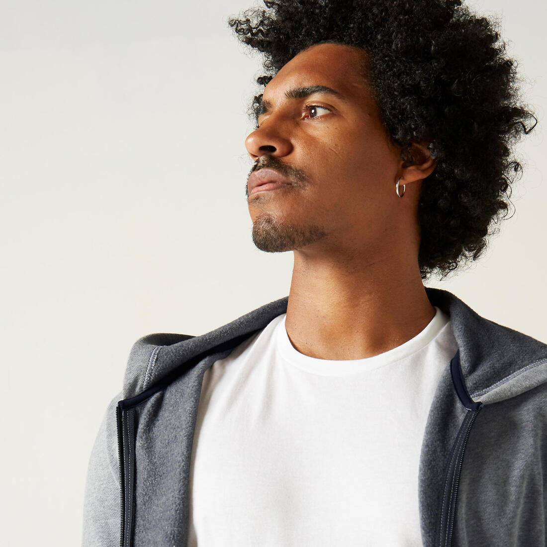 Sweat zippé à capuche fitness homme - 100 bleu foncé