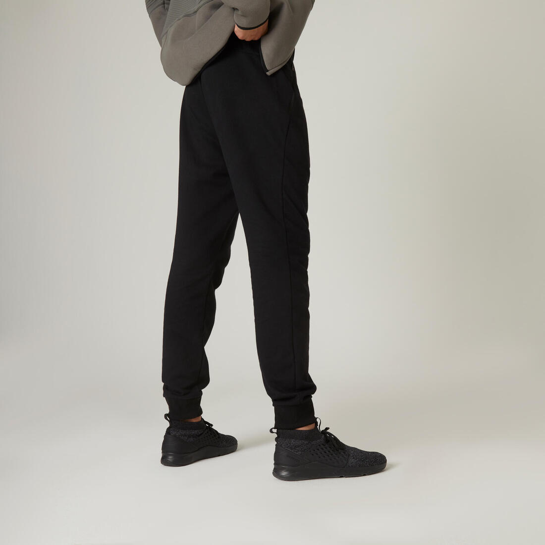 Pantalon jogging Fitness Slim Poches Zippées Gris Foncé
