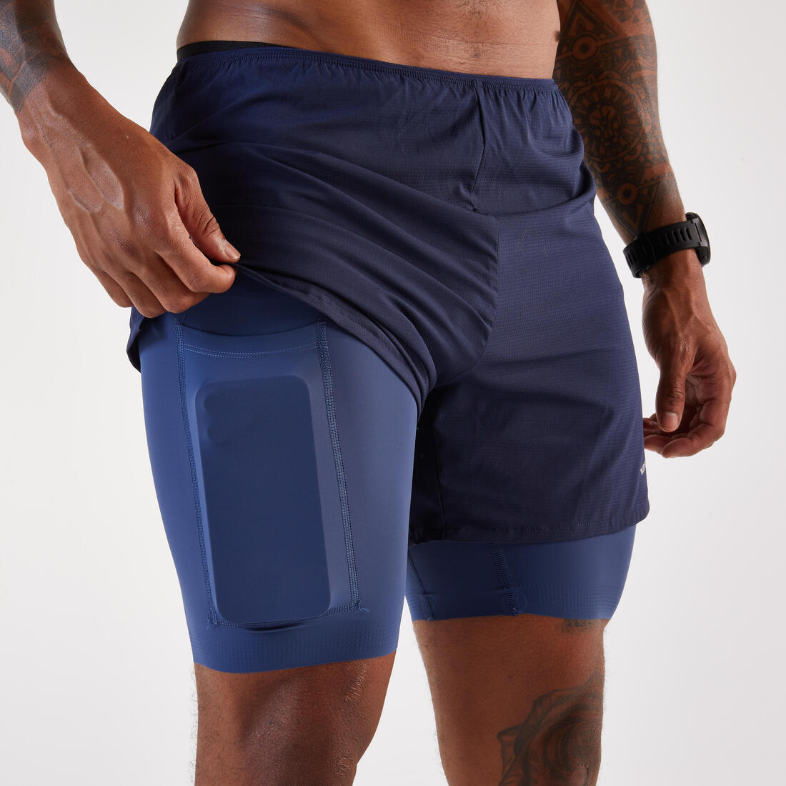 Short 2 en 1 de running Homme, Kiprun Run 500 Confort