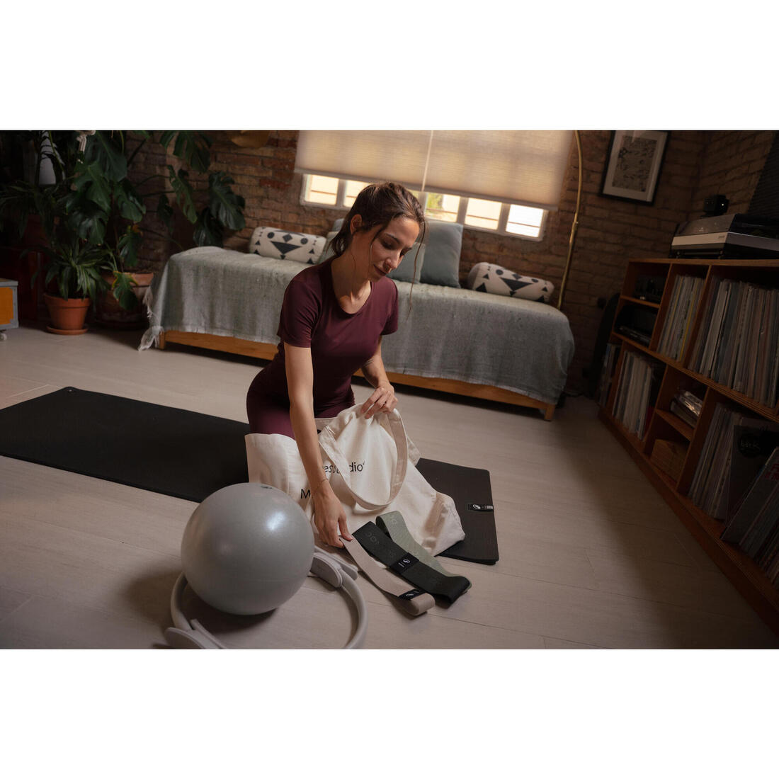 Kit d'accessoires de Pilates, beige