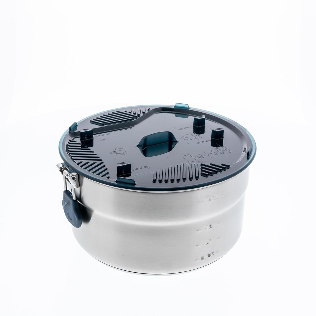 Popote 4 personnes de camping en acier inox + anti-adhésif