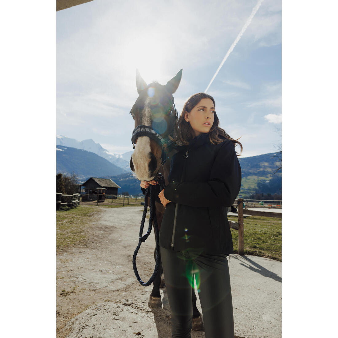 Licol équitation Poney - Confort Bleu noir / Rose cardinal