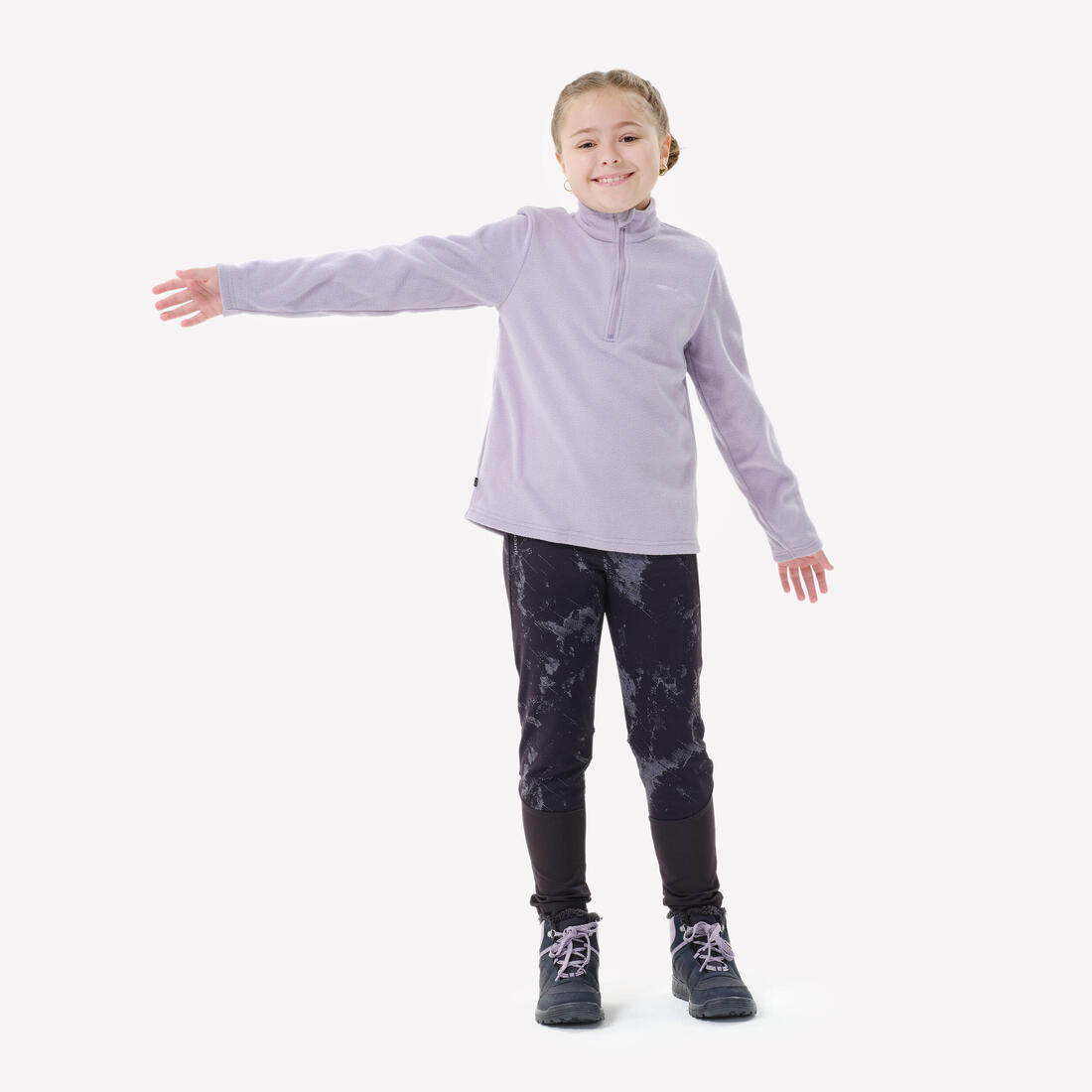 Polaire de randonnée enfant 7-15 ans, MH100 demi zip