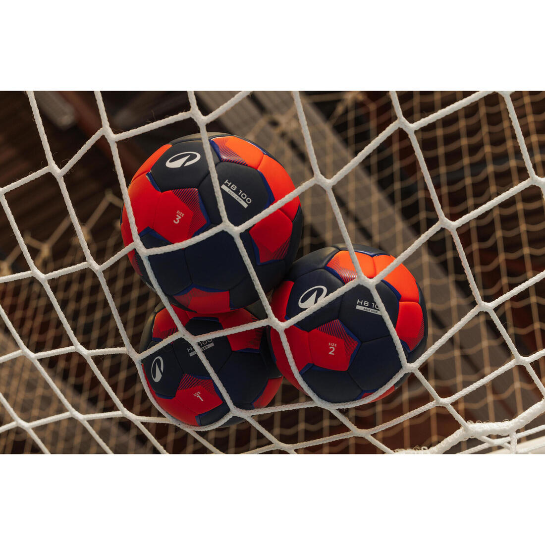 Ballon de handball taille 2, HB 100 Easygrip bleu orange