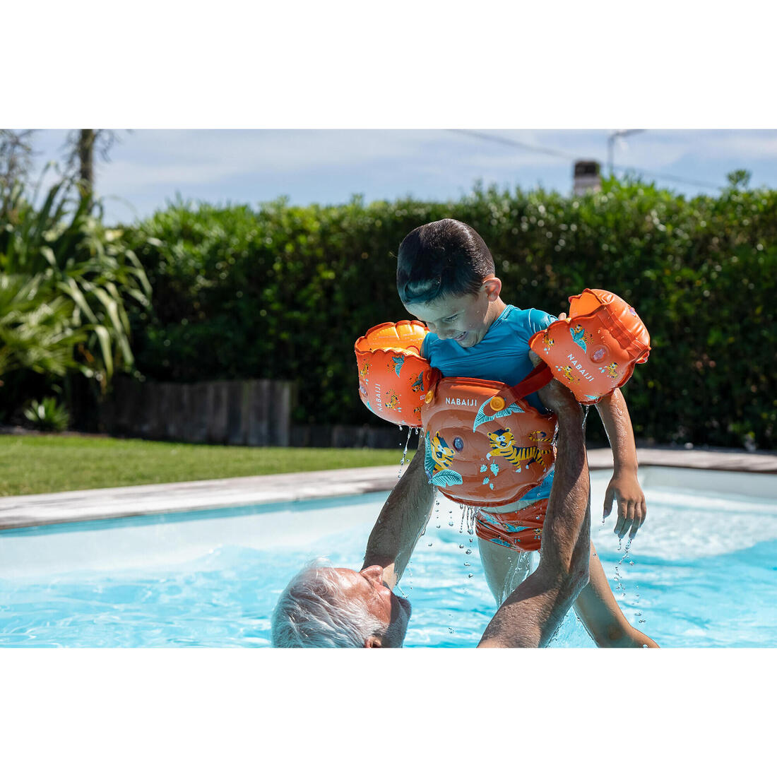 Boxer de bain bébé / enfant bleu imprimé crabes