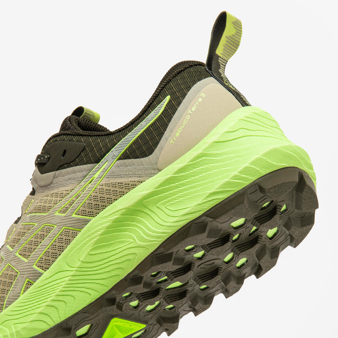 Chaussures de running trail femme, Asics trabuco terra 2, noir vert et