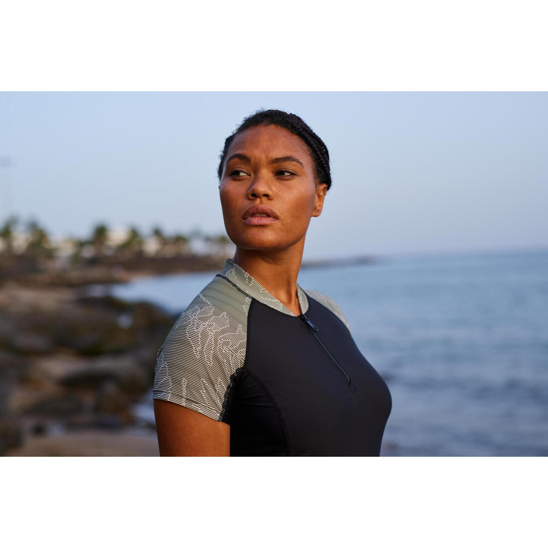 Top manches courtes d'Aquagym et d'Aquafitness femme noir lia