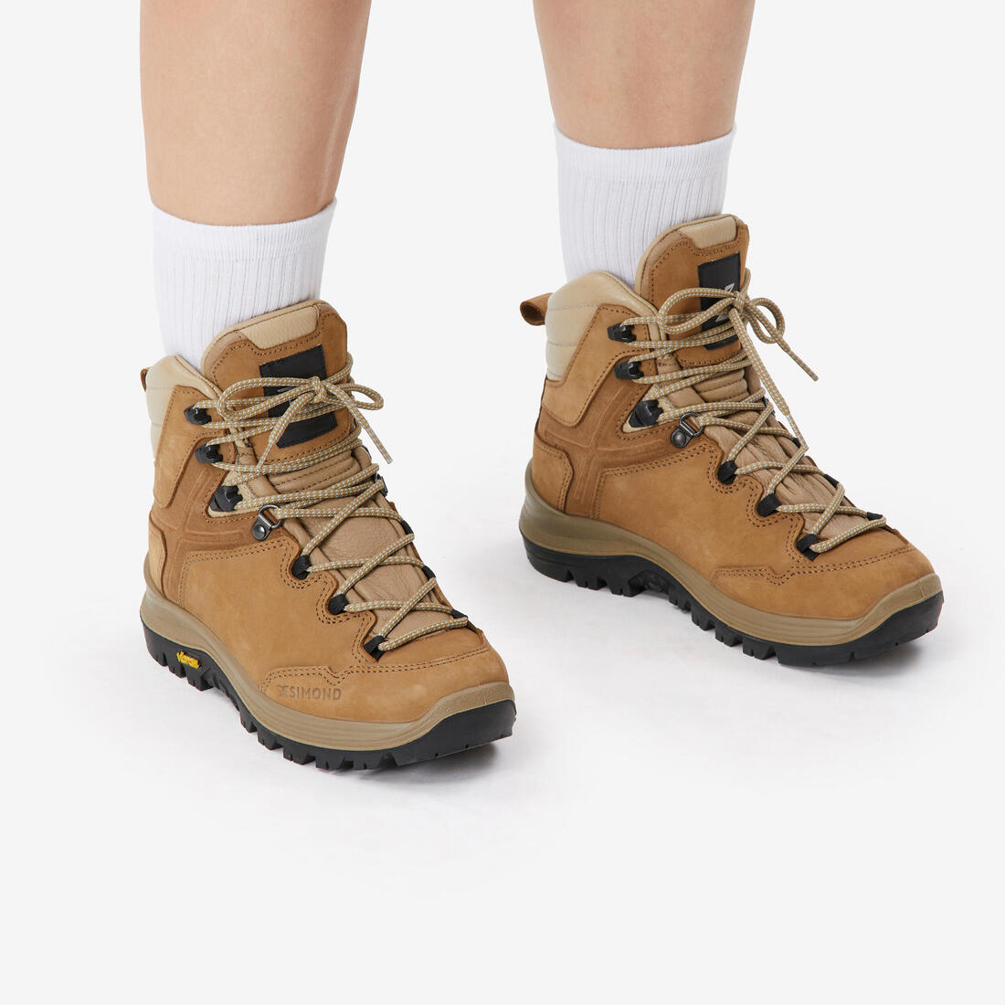 CHAUSSURES TREKKING CUIR IMPERMÉABLES - VIBRAM - MT500 LEATHER - FEMME HAUTE