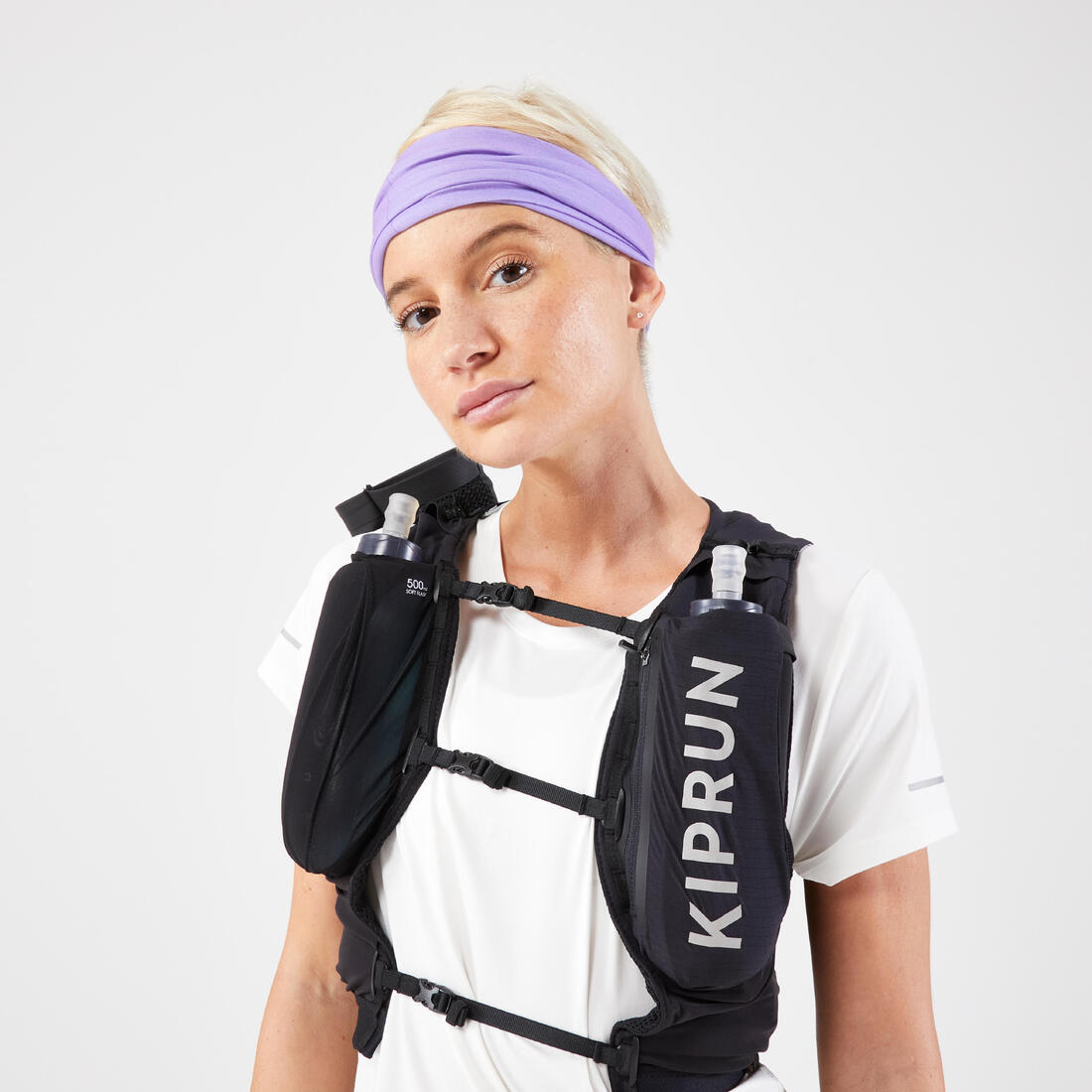 Tour de cou running / Bandeau multifonctions Homme Femme -KIPRUN gris chine