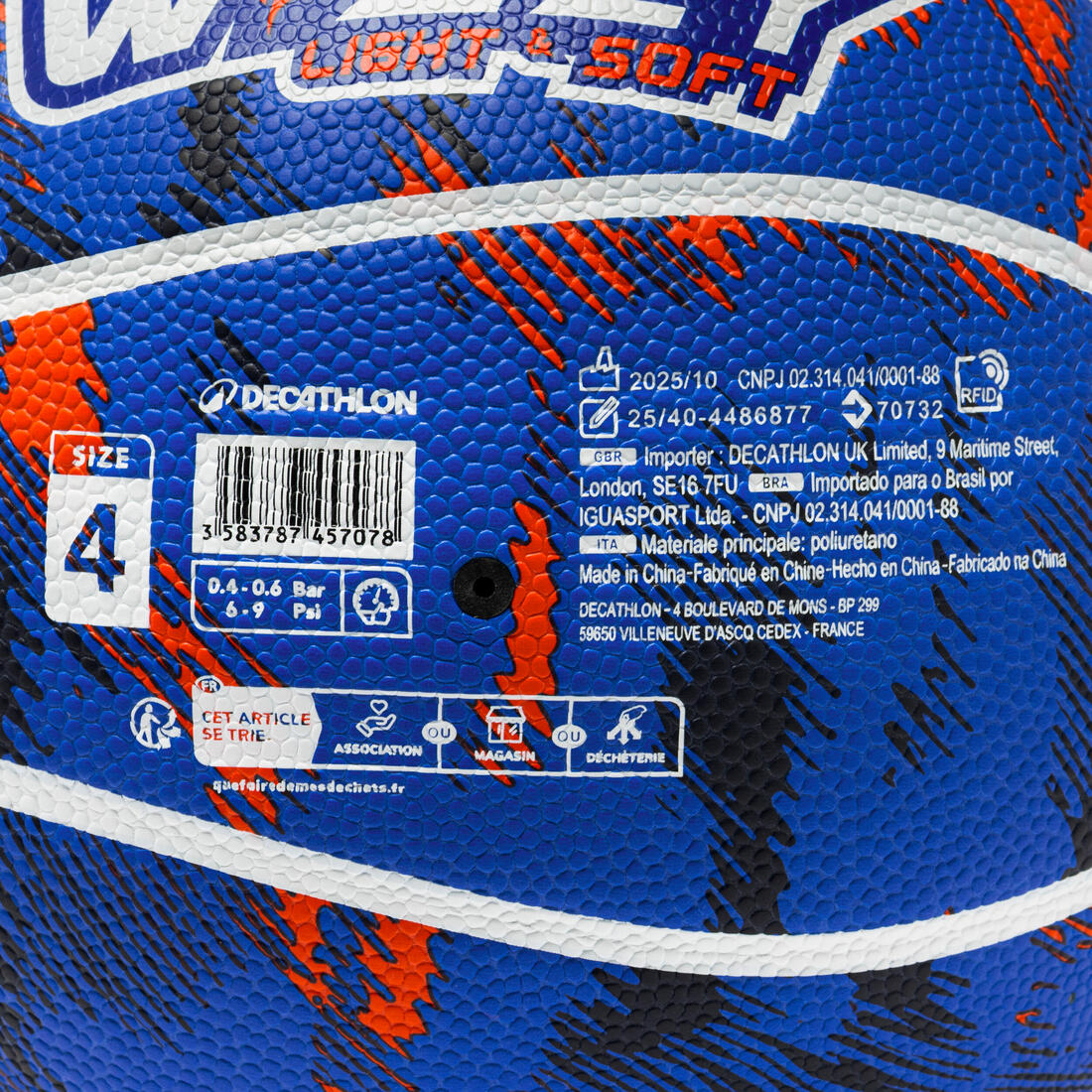 Ballon de basketball taille 4 - WIZZY K500L