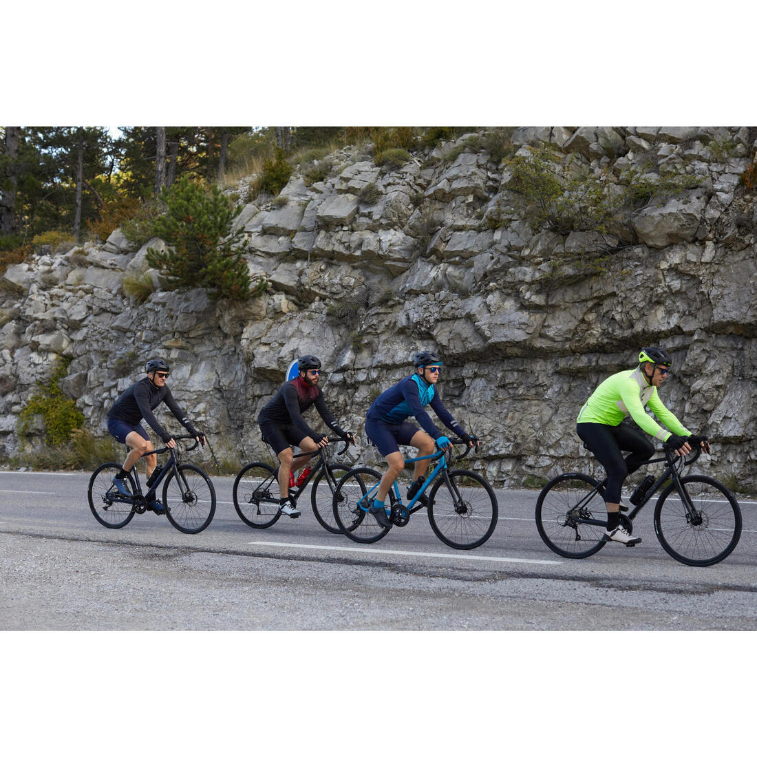 MAILLOT MANCHES LONGUES VELO ROUTE TRIBAN RC500 NOIR