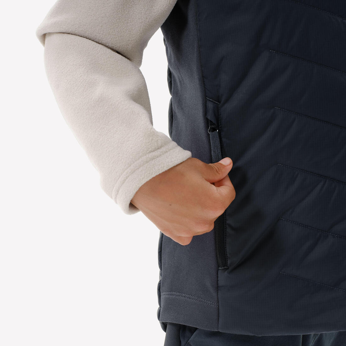 Doudoune sans manche de randonnée enfant 7-15 ans, MH500 noir