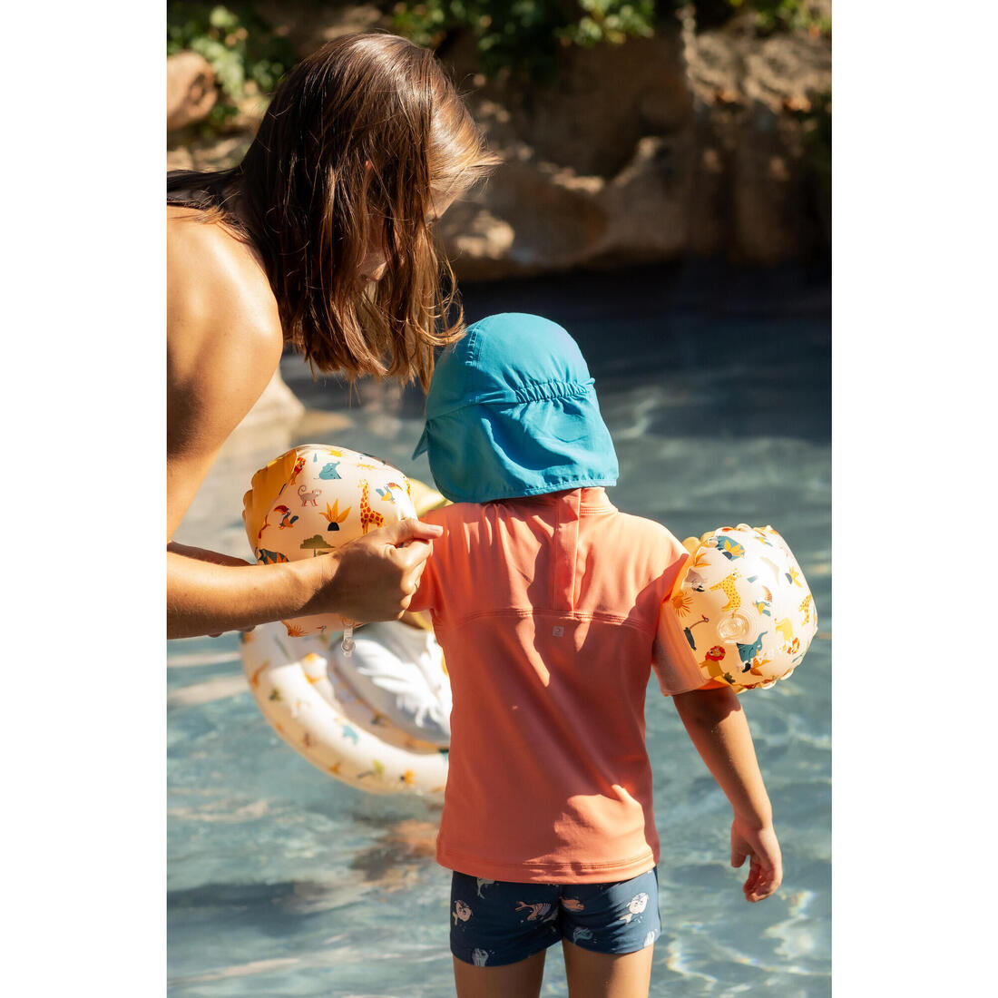 Boxer de bain bébé / enfant bleu imprimé crabes