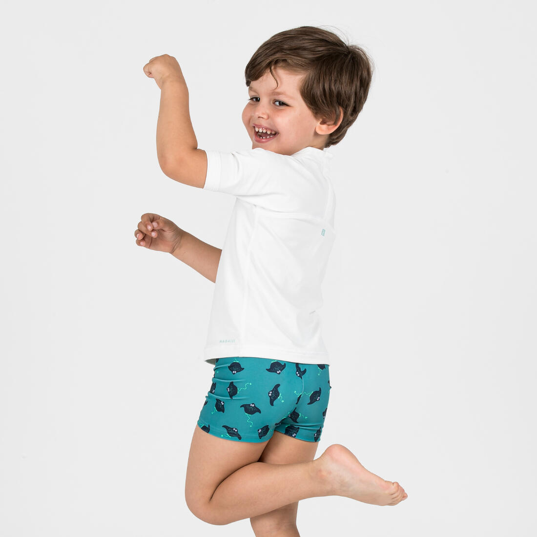 Boxer de bain bébé / enfant bleu imprimé crabes