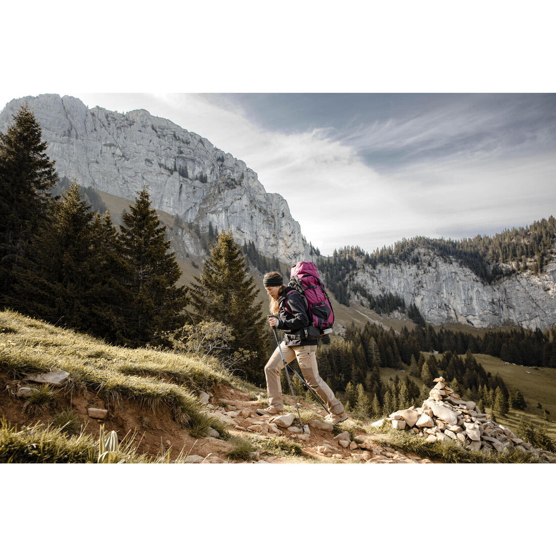 Veste softshell coupe-vent femme, MT500 noir