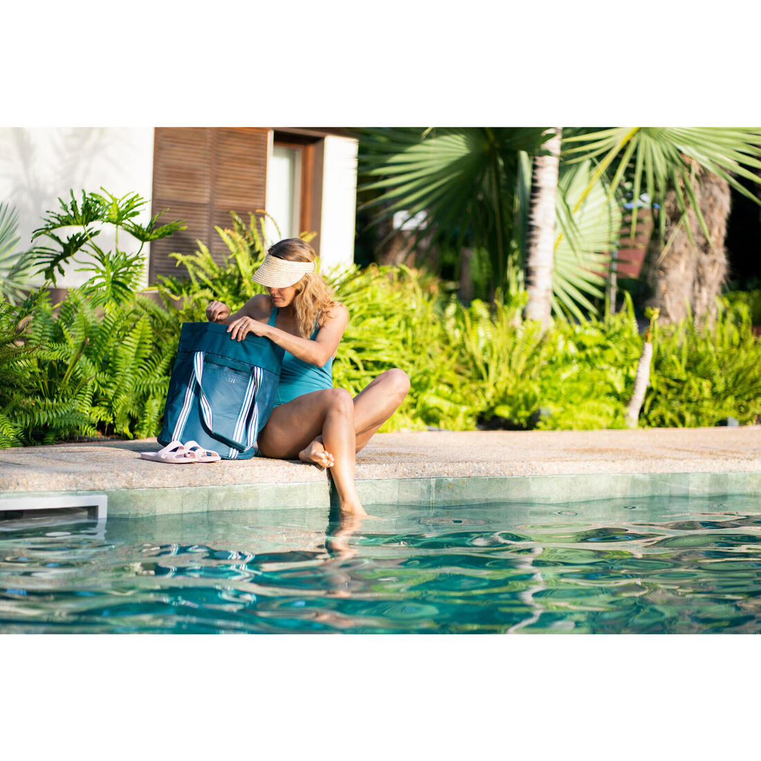 Sandale claquette piscine femme slap 100 basic