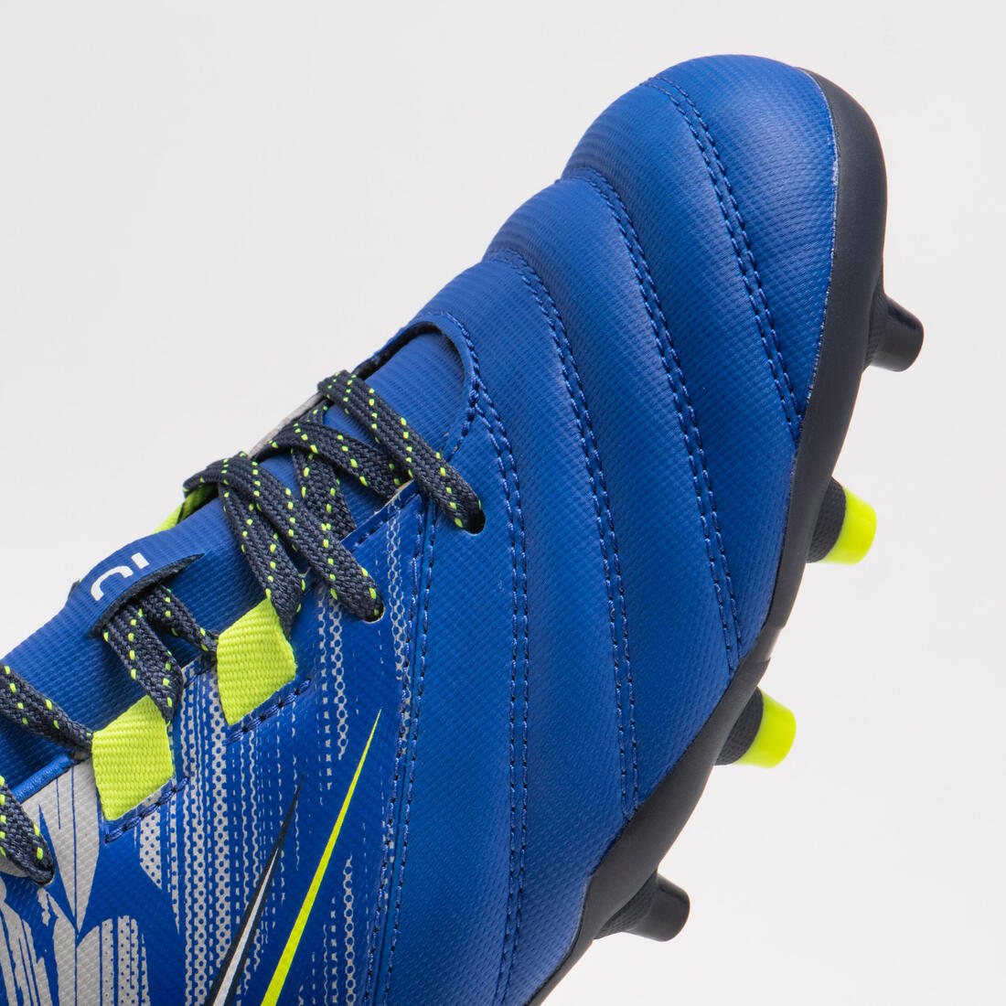 CHAUSSURES DE RUGBY MOULÉES TERRAIN SEC R500 ENFANT bleu indigo