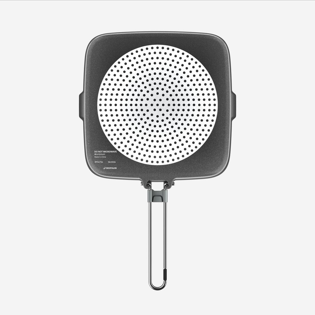 Poêle grill 900 anti-adhésif de camping avec poignée repliable, 25cm x 25cm