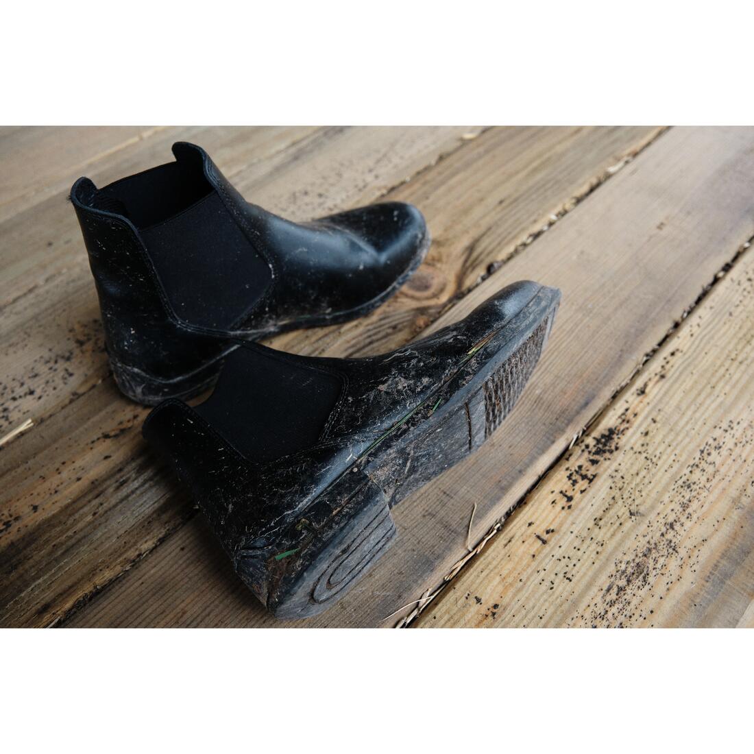Boots équitation cuir Adulte - 500 noires