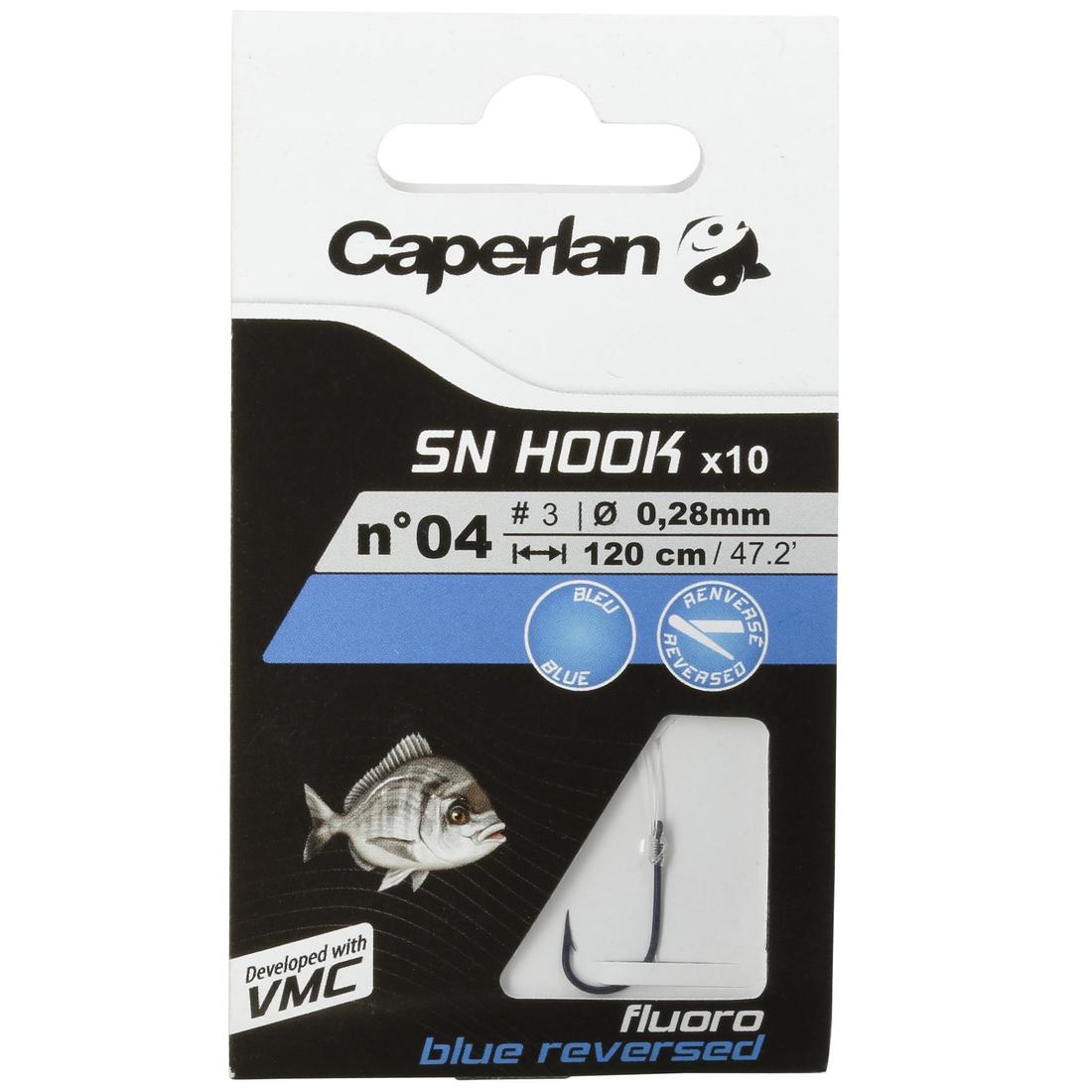 Hameçons montés a palette SN HOOK fluorosea bluereversed pêche en mer