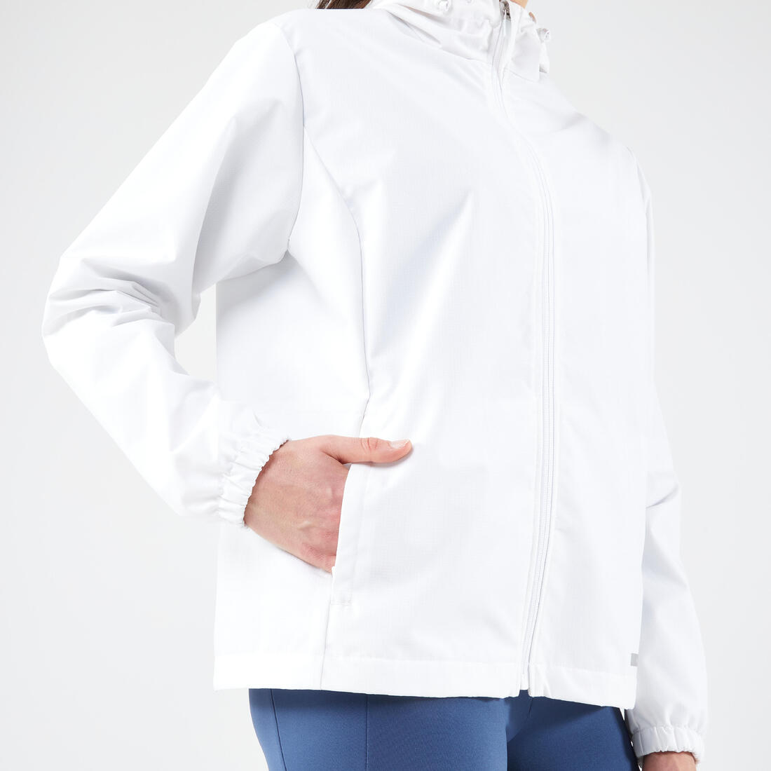 Veste imperméable de running femme - kiprun run 100 rain blanche