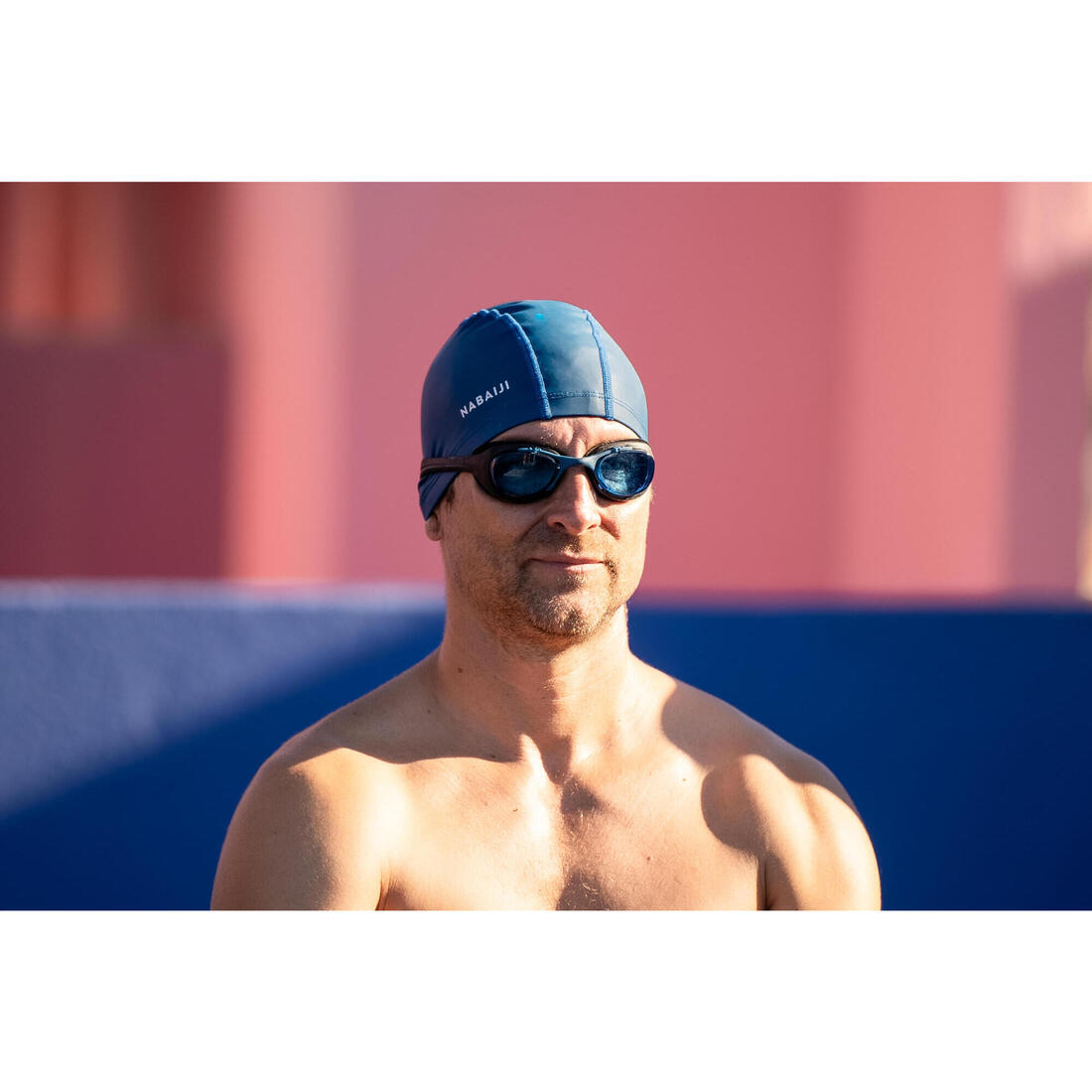 Bonnet de Bain en Maille Enduite - Tissu Uni - Taille M - Bleu