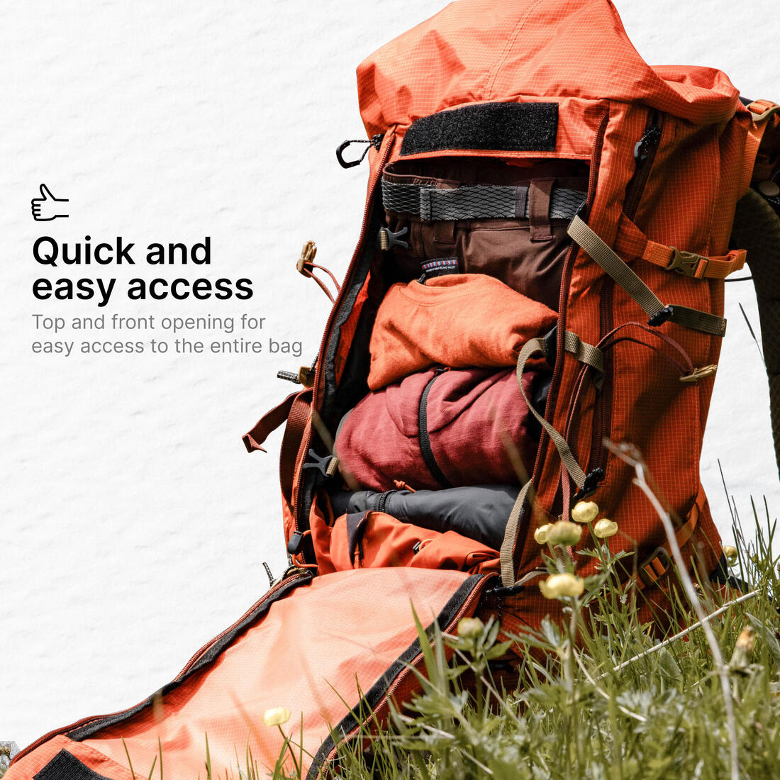 Sac à dos de trekking homme 60+10l - mt500 air