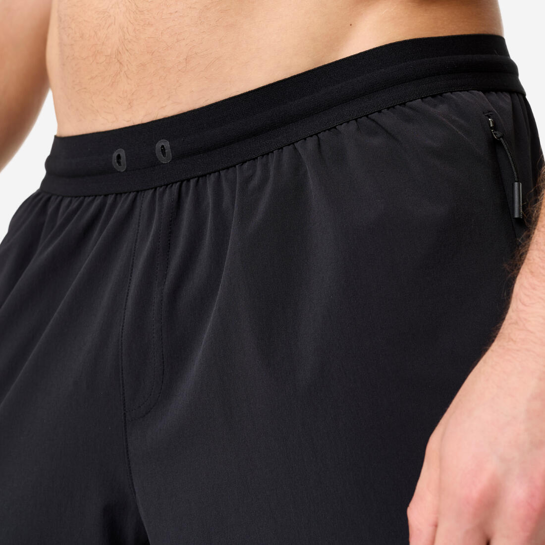 Short de fitness long 23cm homme, noir et