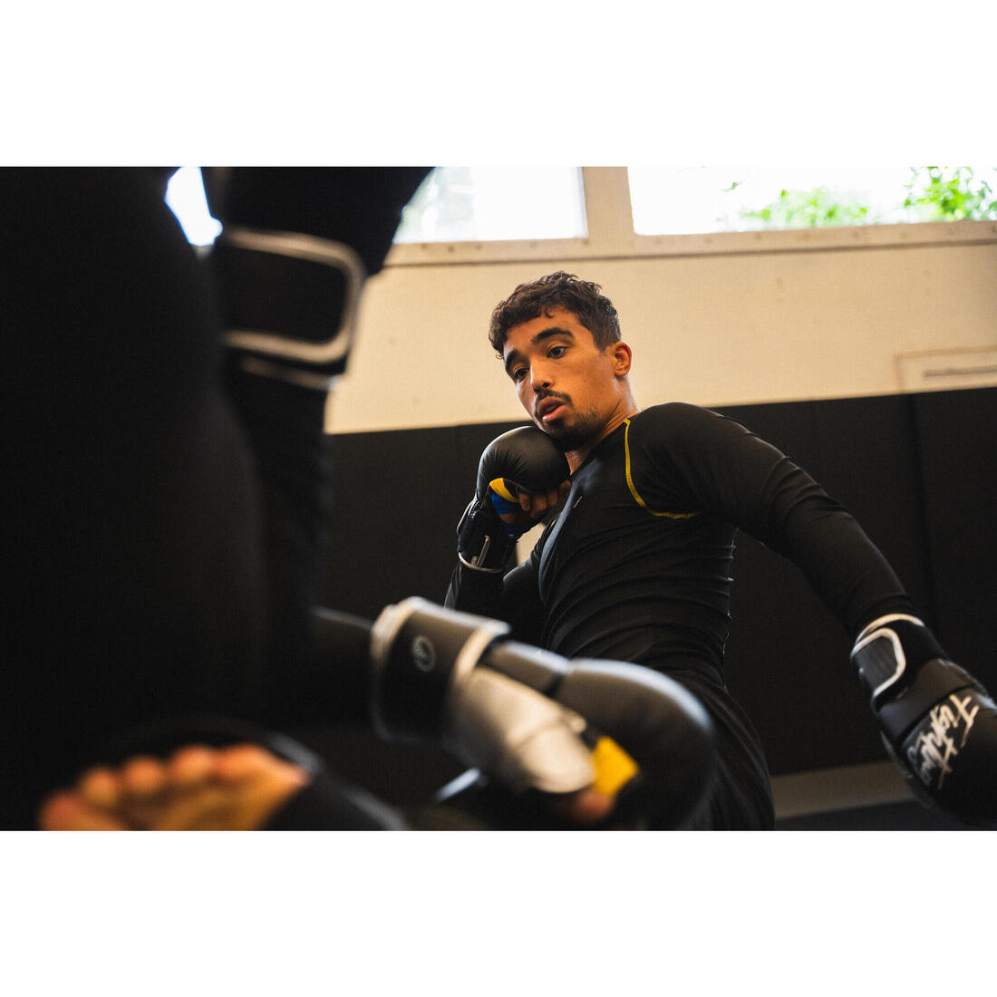 Rashguard de MMA et grappling homme, noir fumé et rouge royal