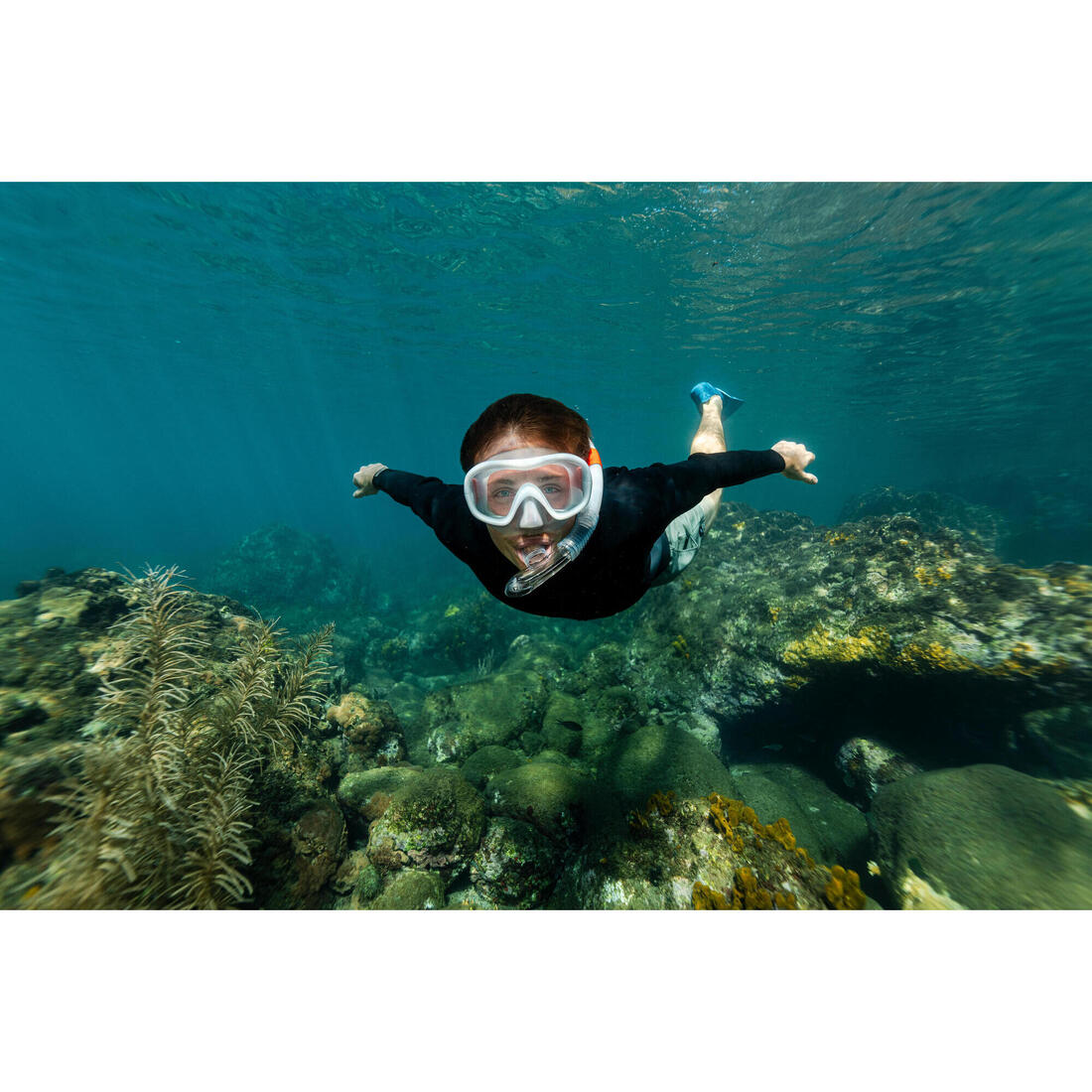 Kit plongée masque ANTI-BUÉE et tuba valve snorkeling, 100 adulte