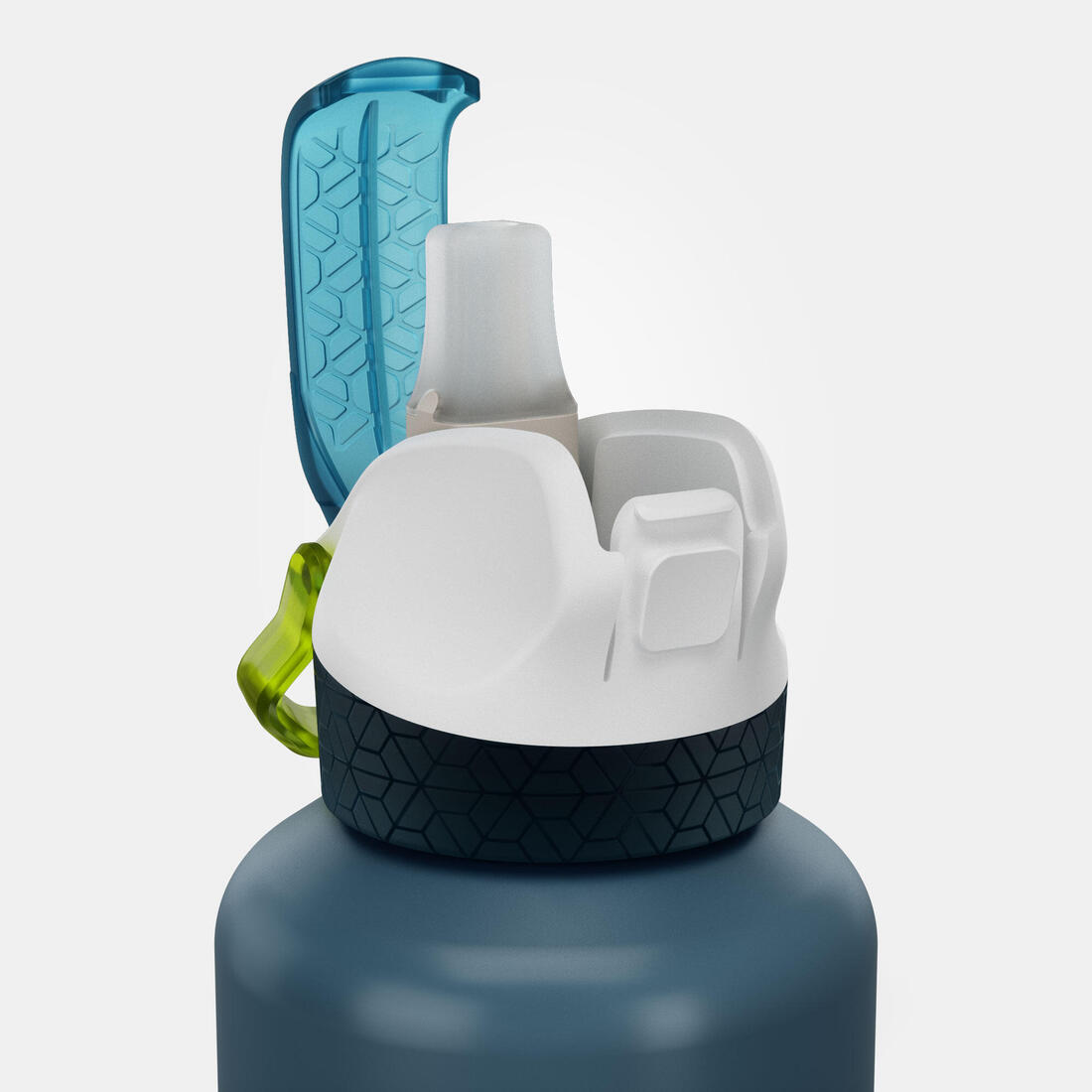 Gourde alu enfant 0,6L, bouchon instantané, pipette et paille, en alu recyclé