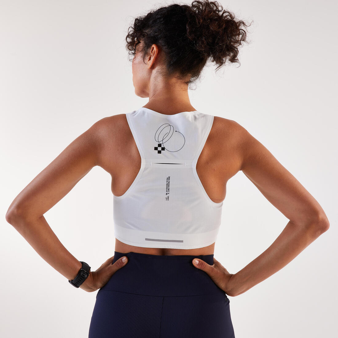 Débardeur de Running Crop top Femme, Kiprun blanc