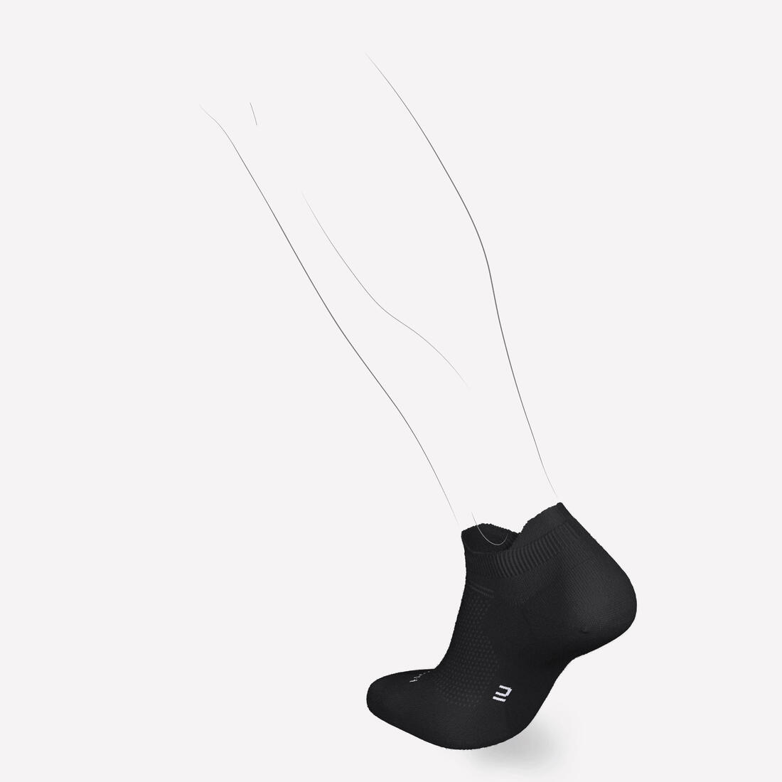 Lot de 2 paires de chaussettes de running RUN500 fines invisibles noires