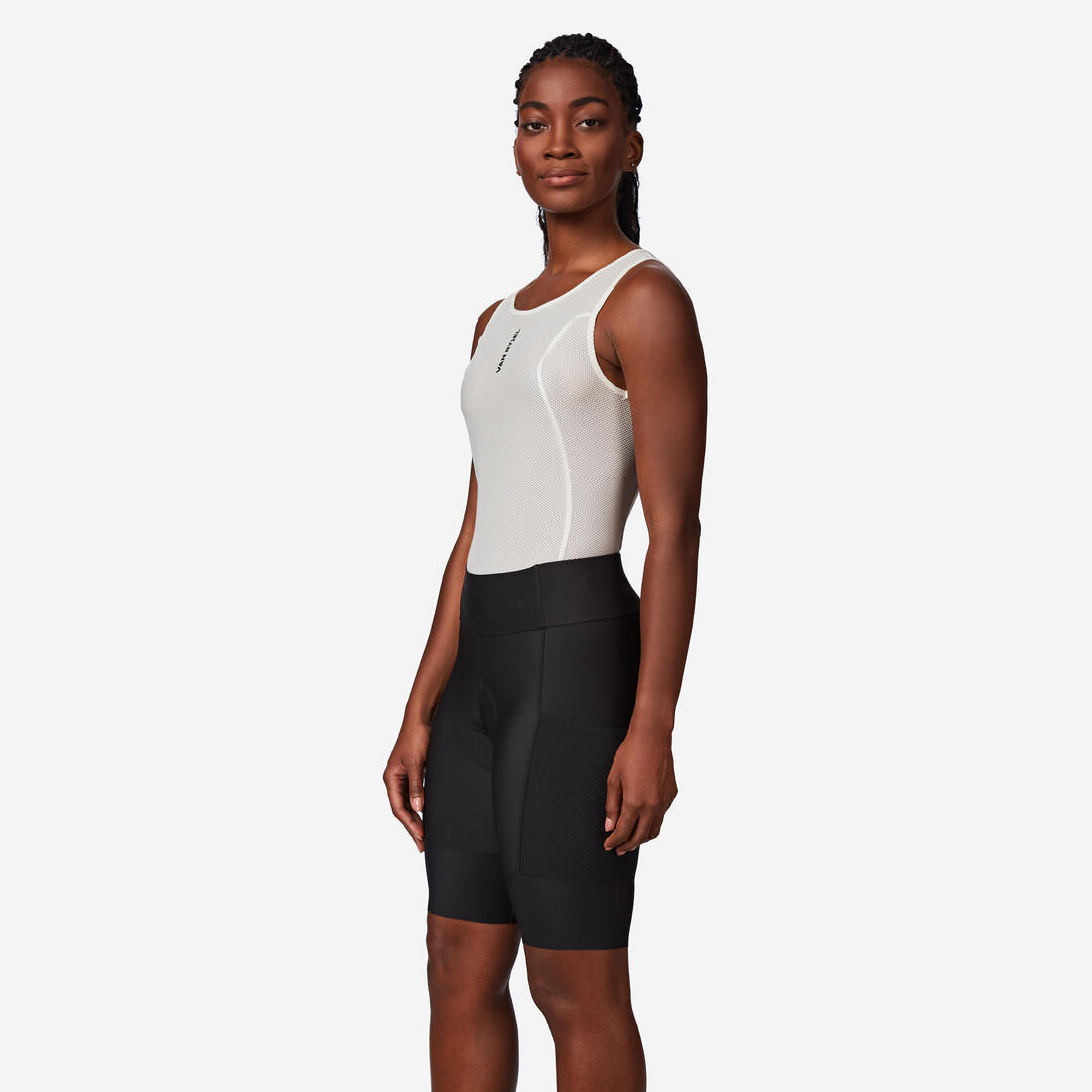 Cuissard court de vélo de route sans bretelles femme endurance, EDR noir