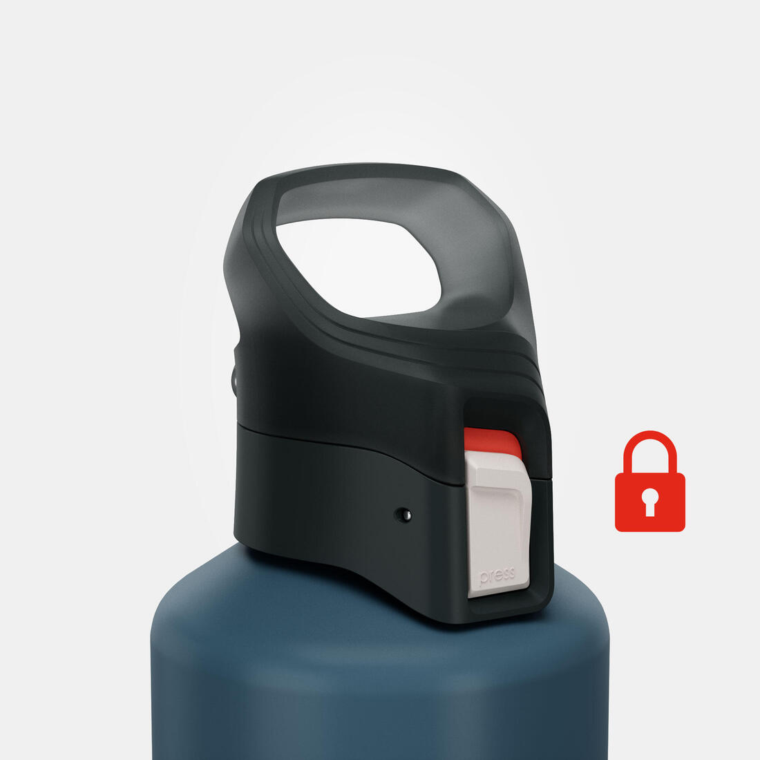 Gourde alu 1L avec bouchon instantané, composée à 100% d’alu recyclé