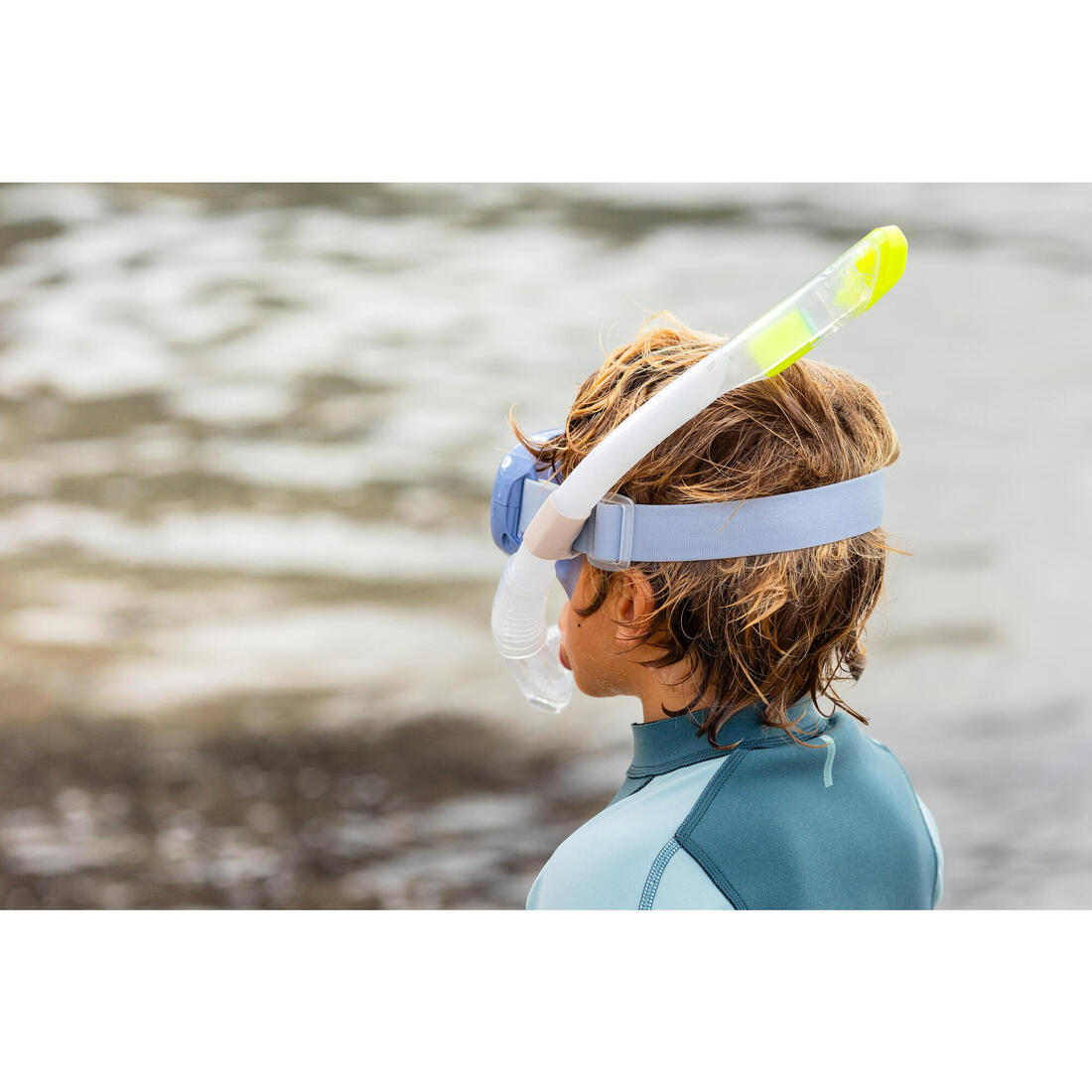 Tuba plongée avec soupape drytop - SNORKEL DRY TOP JUNIOR 100 Translucide