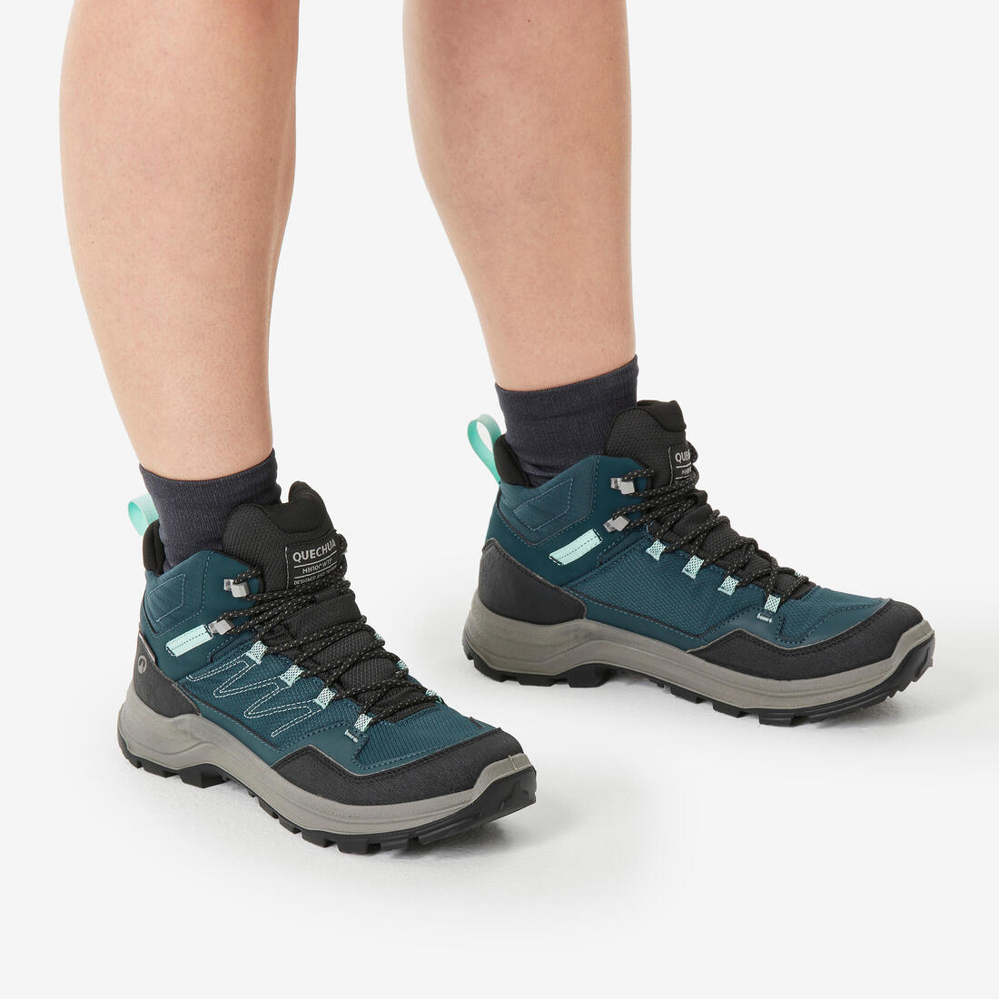 Chaussures imperméables de randonnée montagne - MH100 Mid Vert - Femme