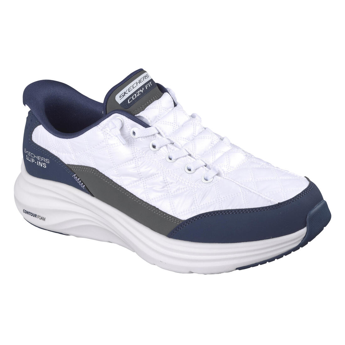 Baskets homme, Skechers Slip-ins Cozy fit, blanc navy
