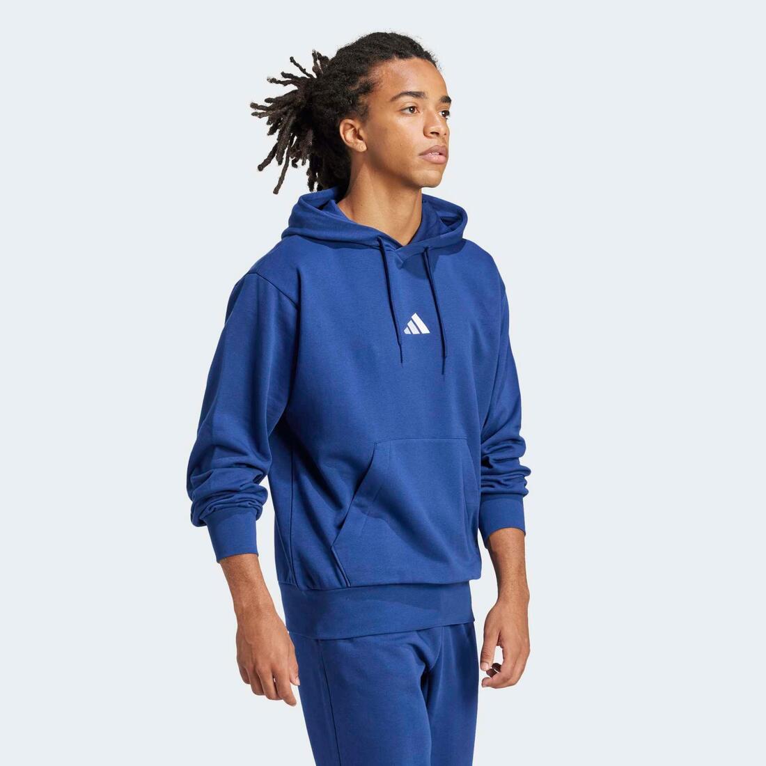 Sweat à capuche en coton, bleu foncé