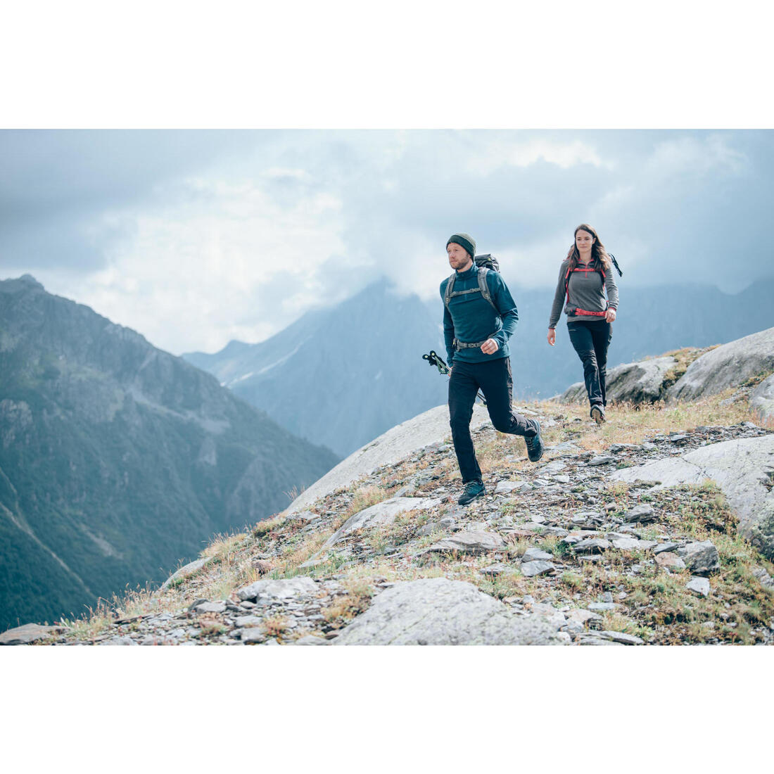 Polaire de randonnée montagne homme, MH100 demi zip