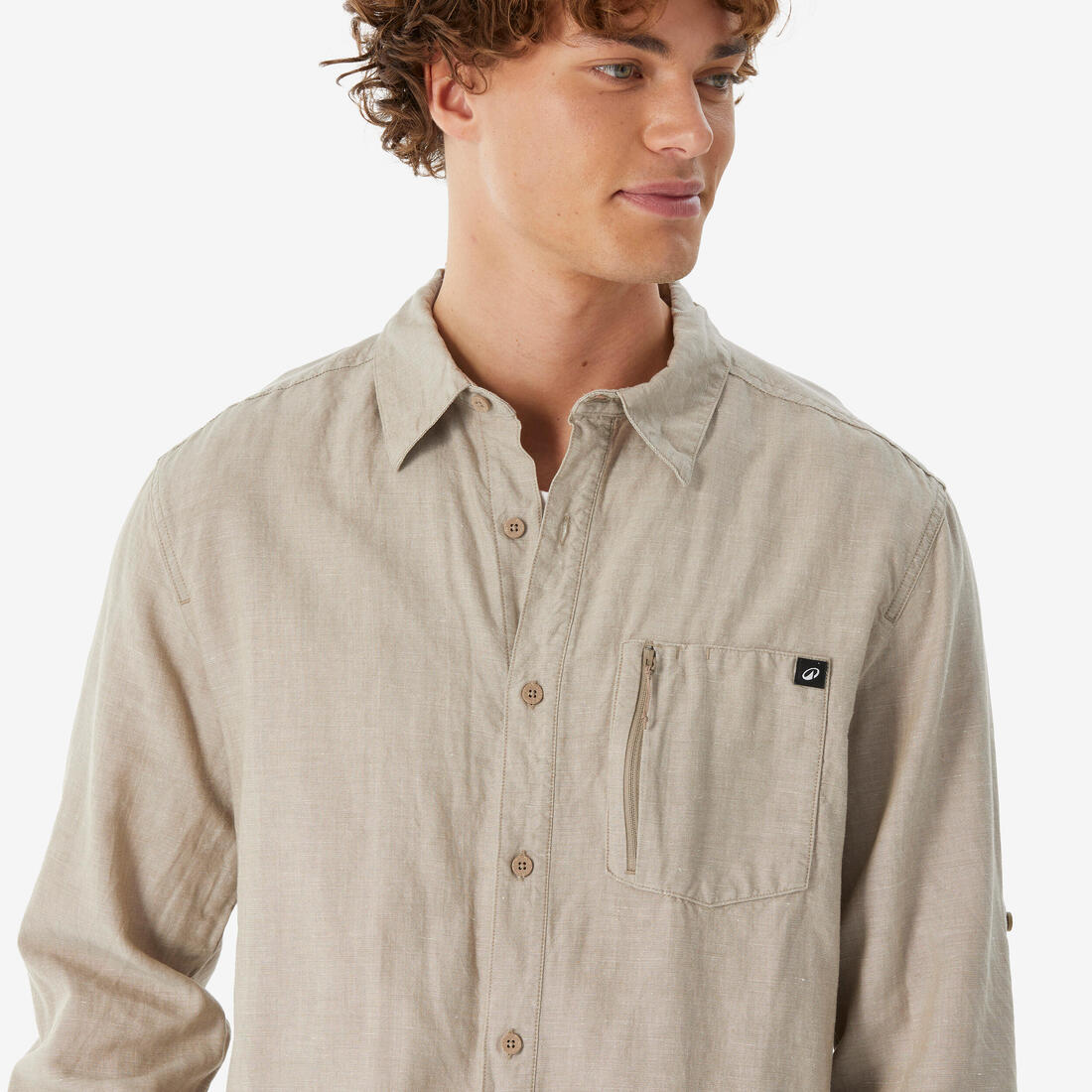 Chemise de randonnée manches longues homme, NH500 beige